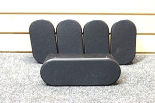 USED SAMSUNG 5 PC. BLACK SURROUND SOUND SPEAKER SYSTEM PN: PS-CX40 & PS-FX40 (x4)