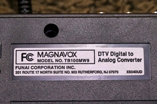 USED RV MAGNAVOX TB100MW9 DTV DIGITAL TO ANALOG CONVERTER FOR SALE